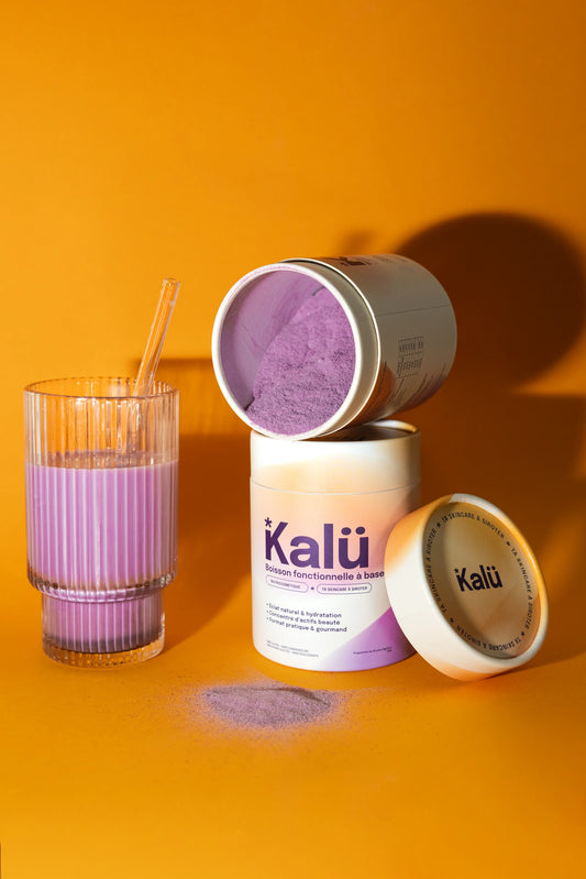 Kalü - Boisson Nutri-cosmétique à l'Ube - Céramosides · Ashwagandha · Vitamine C · Zinc · Fibre d'Acacia